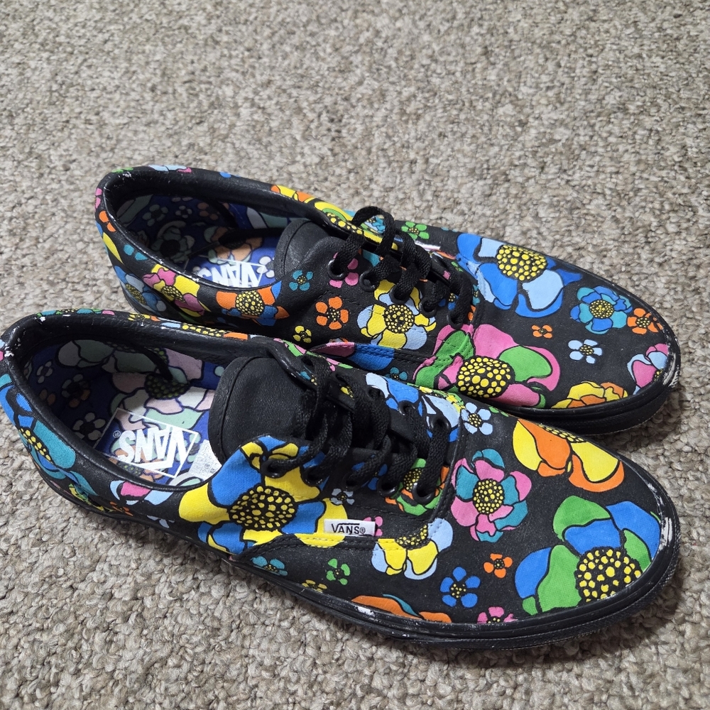 Vans Era U-Color Black‎ Floral MENS Size 12 Skate Shoes - Picture 3 of 15